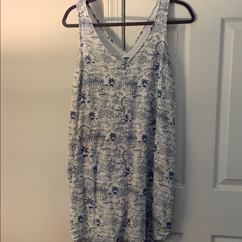 Blue and White Shift Dress